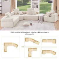 156" Oversized Modular U-Shaped Sectional Sofa with 4 Pieces Free Combination, Convertible Sleeper Couch for Living Room, Beige(m-8)