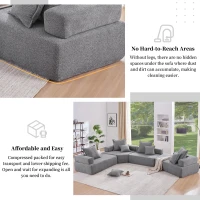 Loveseat Frame for Oversized Modular U Shaped Sectional Sofa, Spacious Foam-Filled Sofa Bed for Living Room, 48" L x 36" W x 24.5" H, Gray(m-5)