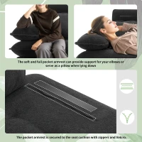 106" L-Shaped Convertible Tufted Sectional Sofa with 4-Seat, Adjustable Legs, Movable Ottoman for Living Room, 106″ L x 66.5″ W x 34″ H, Black(m-6)