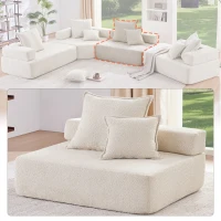Loveseat Frame for Oversized Modular U Shaped Sectional Sofa, Spacious Foam-Filled Sofa Bed for Living Room, 48" L x 36" W x 24.5" H, Beige(m-4)