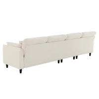 110" x 62" Modern L-Shaped Convertible Sectional Sofa with Free Pillows, 5-Seat Furniture for Living Room, 110″ L x 62″ W x 34″ H, Beige(m-13)