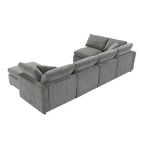130" x 65" Modern Modular Cloud Sofa Bed with Ottoman, 6-Seat, Convertible U Shaped Sofa for Living Room, Apartment, Gray(m-13)