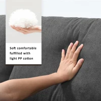 Modern L-Shaped 4-Seat Polyester Fabric Sectional Sofa Set with Convertible Ottoman and 2 Free Pillows, for Living Room, Dawn Gray(m-6)
