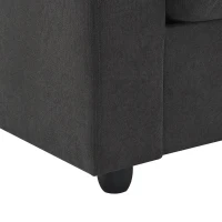 Modern L-Shaped 4-Seat Polyester Fabric Sectional Sofa Set with Convertible Ottoman and 2 Free Pillows, for Living Room, Dawn Gray(m-12)