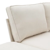 Modern 5-Seat L-Shape Sectional Sofa with Chaise Lounge and 3 Pillows, Terrycloth Upholstery, 90″ L x 88″ W x 35″ H, Beige(m-8)