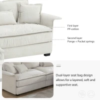 Oversized Luxury Sectional Sofa with Bentwood Armrests, Double Cushions, Ottoman, 4-Seat, L Shape Couch for Living Room, Beige(m-6)