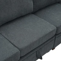 109" U-Shaped Chenille Modular Sectional Sofa with Adjustable Armrests and Backrests, 6-Seat Reversible Sofa, 109″ L x 55″ W x 33″ H, Grey(m-11)