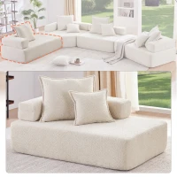 Lounge Frame for Oversized Modular U Shaped Sectional Sofa, Spacious Foam-Filled Sofa Bed for Living Room, 56" L x 36" W x 24.5" H, Beige(m-4)