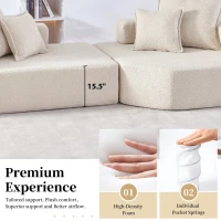 Oversized Modular Sectional Sofa with 2-Piece Free Combination, Spacious Sofa Bed for Living Room, 103.5" L x 47.5" W x 24.5" H, Beige(m-6)