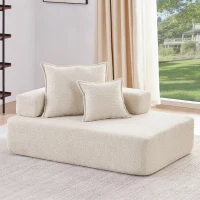 Lounge Frame for Oversized Modular U Shaped Sectional Sofa, Spacious Foam-Filled Sofa Bed for Living Room, 56" L x 36" W x 24.5" H, Beige(m-1)