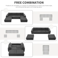 110" x 72" Luxury Chenille Upholstered Floor Couch Set with Foam-Filled, U Shaped Sofa for Living Room, Free Combination, Dark Gray(m-8)