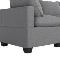 120" x 93" Modern U-Shape Modular Sofa with Storage Ottoman and 2 Pillows, 7-Seat Freely Combinable Furniture for Living Room, Gray(m-12)