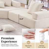Lounge Frame for Oversized Modular U Shaped Sectional Sofa, Spacious Foam-Filled Sofa Bed for Living Room, 56" L x 36" W x 24.5" H, Beige(m-7)