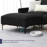 103.5" Modern L-Shaped 4-Seat Velvet Fabric Sectional Sofa Set with Convertible Ottoman, Freely Combinable for Living Room, Black(m-7)