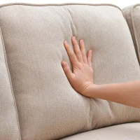 104.5" x 79" Modern L-Shaped 7-Seat Sectional Sofa with Chaise Lounge and Convertible Ottoman, Linen Fabric Couch for Living Room, Khaki(m-6)