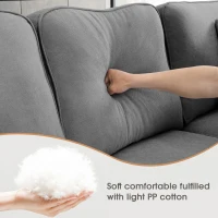 108" Modern U-Shaped 7-Seat Fabric Sectional Sofa Set with 3 Pillows, for Living Room, Apartment, 108″ L x 85.5″ W x 33.5″ H, Dark Grey(m-6)