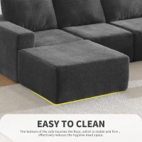 110" x 72" Luxury Chenille Upholstered Floor Couch Set with Foam-Filled, U Shaped Sofa for Living Room, Free Combination, Dark Gray(m-4)