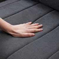 89" x 79" Modern Sectional Sofa with Vertical Stripes and 2 Pillows, 5-Seat Couch with Convertible Ottoman, for Living Room, Dark Gray(m-11)