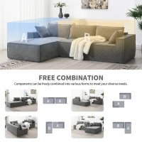 Minimalist Modular Sectional Sofa, Wrinkle-Resistant Chenille, L-Shaped Sleeper, No Assembly Required, 111.5" L x 72" W x 32" H, Gray(m-7)