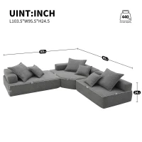 Oversized Modular L Shaped Sectional Sofa with 3-Piece Free Combination, Convertible Couch for Living Room, 103.5" L x 95.5" W x 24.5" H, Gray(m-3)