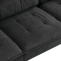106" L-Shaped Convertible Tufted Sectional Sofa with 4-Seat, Adjustable Legs, Movable Ottoman for Living Room, 106″ L x 66.5″ W x 34″ H, Black(m-10)
