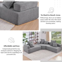 Oversized Modular L Shaped Sectional Sofa with 3-Piece Free Combination, Convertible Couch for Living Room, 103.5" L x 95.5" W x 24.5" H, Gray(m-4)