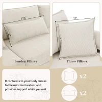 Wide Seat Corduroy Modular Sectional Sofa Bed, Couch Set with Armrest Pillow, 6 Seat Free Combination Sofa, 73" L x 65" W x 34" H, Beige(m-5)