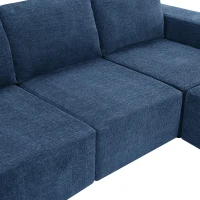 110" x 72" Luxury Chenille Upholstered Floor Couch Set with Foam-Filled, U Shaped Sofa for Living Room, Free Combination, Navy(m-11)