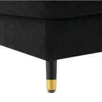 106" L-Shaped Convertible Tufted Sectional Sofa with 4-Seat, Adjustable Legs, Movable Ottoman for Living Room, 106″ L x 66.5″ W x 34″ H, Black(m-11)