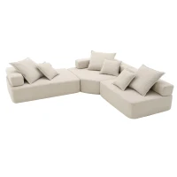 Oversized Modular L Shaped Sectional Sofa with 3-Piece Free Combination, Convertible Couch for Living Room, 103.5" L x 95.5" W x 24.5" H, Beige(m-2)
