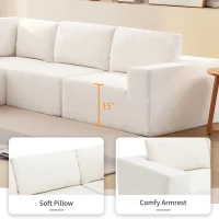 116" Modular L-Shaped Sectional Sofa with 5-Piece Free Combination, Luxury Foam-Filled Sleeper Sofa Bed, 116″ L x 116″ W x 30″ H, Beige(m-7)