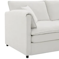 134" Chenille Modular Sectional 6 Seat Sleeper Sofa Bed with Ottomans, Double Cushions, for Living Room, 134″ L x 66″ W x 35″ H, Cream(m-10)