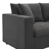 Modern L-Shaped 4-Seat Polyester Fabric Sectional Sofa Set with Convertible Ottoman and 2 Free Pillows, for Living Room, Dawn Gray(m-8)