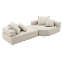 Oversized Modular Sectional Sofa with 2-Piece Free Combination, Spacious Sofa Bed for Living Room, 103.5" L x 47.5" W x 24.5" H, Beige(m-2)