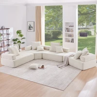 156" Oversized Modular U-Shaped Sectional Sofa with 4 Pieces Free Combination, Convertible Sleeper Couch for Living Room, Beige(m-1)