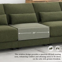 Oversized Deep Seat Sectional Sofa with Reversible Chaise, Loop Yarn Fabric, 5-Seat Couch for Living Room, 120″ L x 61″ W x 33″ H, Green(m-7)