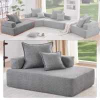 Lounge Frame for Oversized Modular U Shaped Sectional Sofa, Spacious Foam-Filled Sofa Bed for Living Room, 56" L x 36" W x 24.5" H, Gray(m-4)