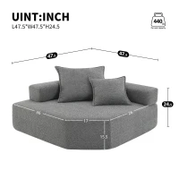 Corner Frame for Oversized Modular U Shaped Sectional Sofa, Spacious Foam-Filled Sofa Bed for Living Room, 47.5" L x 47.5" W x 24.5" H, Gray(m-3)