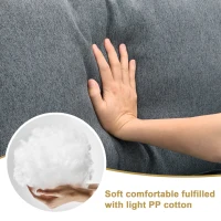 90" Modern L-Shape 5-Seat Sectional Sofa Set with Convertible Ottoman and 2 Pillows, Linen Fabric Couch, 90″ L x 60″ W x 32″ H, Dark Grey(m-6)