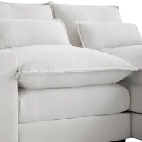 123" Modern U-Shaped 6-Seat Upholstered Sleeper Sofa Set with Console, Cupholders, USB Ports, and Chaise, 123″ L x 55″ W x 33″ H, White(m-12)