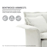 Oversized Luxury Sectional Sofa with Bentwood Armrests, Double Cushions, Ottoman, 4-Seat, L Shape Couch for Living Room, Beige(m-5)