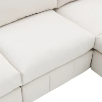 93" Modern Sectional Sofa with Convertible Ottomans and Vertical Stripes, 5-Seat L-Shape Armless Couch Set for Living Room, Beige(m-10)