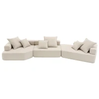 Oversized Modular Sectional Sofa with 3-Piece Free Combination, Convertible Sleeper Couch for Living Room, 156" L x 47.5" W x 24.5" H, Beige(m-13)