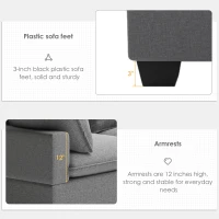 120" x 93" Modern U-Shape Modular Sofa with Storage Ottoman and 2 Pillows, 7-Seat Freely Combinable Furniture for Living Room, Gray(m-8)