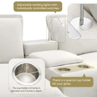 109" x 57" Modern Sectional Cloud Sofa with Console, USB Charging Port, Cup Holder, 4-Seat Chenille Couch for Living Room, Beige(m-4)