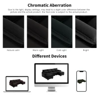 Modern U-Shaped 6-Seat Sectional Sofa with Chaise Lounge, Upholstered Sleeper Couch with Waist Pillows, 110″ L x 55″ W x 33″ H, Black(m-5)