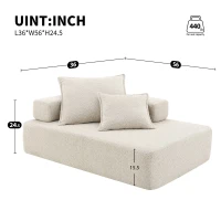 Lounge Frame for Oversized Modular U Shaped Sectional Sofa, Spacious Foam-Filled Sofa Bed for Living Room, 56" L x 36" W x 24.5" H, Beige(m-3)