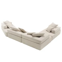 156" Oversized Modular U-Shaped Sectional Sofa with 4 Pieces Free Combination, Convertible Sleeper Couch for Living Room, Beige(m-13)