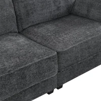 Convertible Sectional Sofa Bed Set with Ottoman, 4-Seat Loveseat for Living Room, Apartment, Office, 81″ L x 55″ W x 32″ H, Gray(m-10)