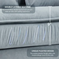 Oversized Luxury Sectional Sofa with Bentwood Armrests, Double Cushions, Ottoman, 4-Seat, L Shape Couch for Living Room, Blue(m-9)